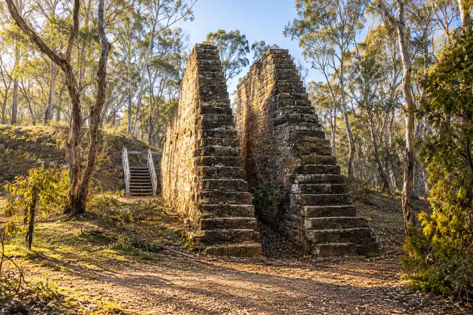 The stone supports of the Garfield Water Wheel
