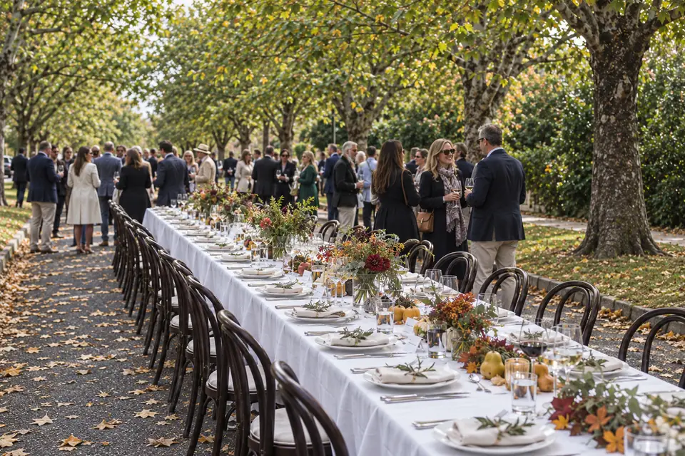 A long table at Orange F.O.O.D. Week
