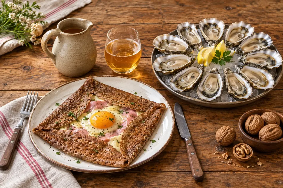 Breton oysters, galettes and cider, the regional table