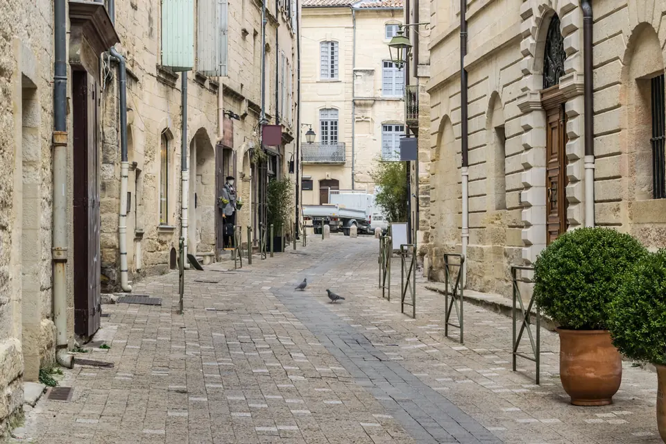 A shaded stone alley of the old town