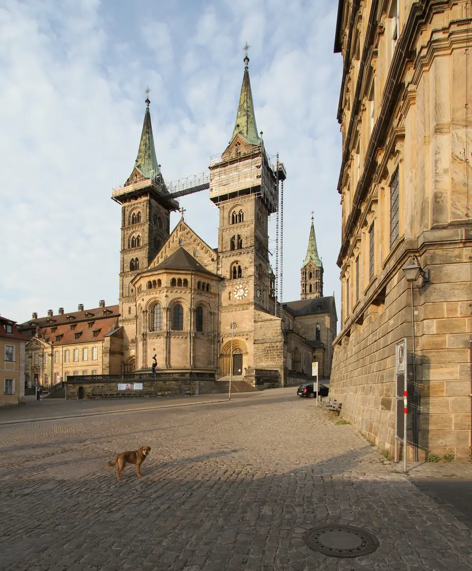 The four towers of the Kaiserdom above the Domplatz