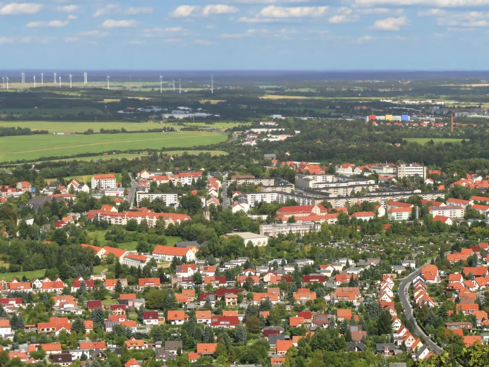 The view from the Landeskrone over the southern districts of Görlitz