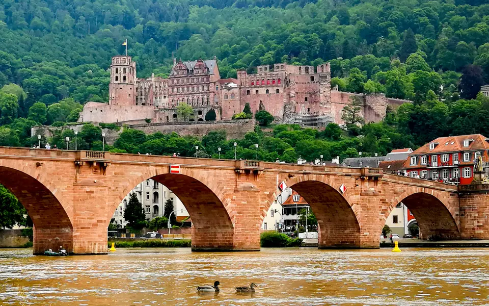 The castle ruin above the old town and the Neckar