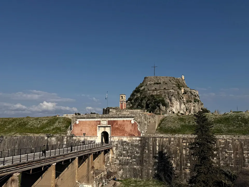 The Venetian citadel on its rock, from the entrance bridge