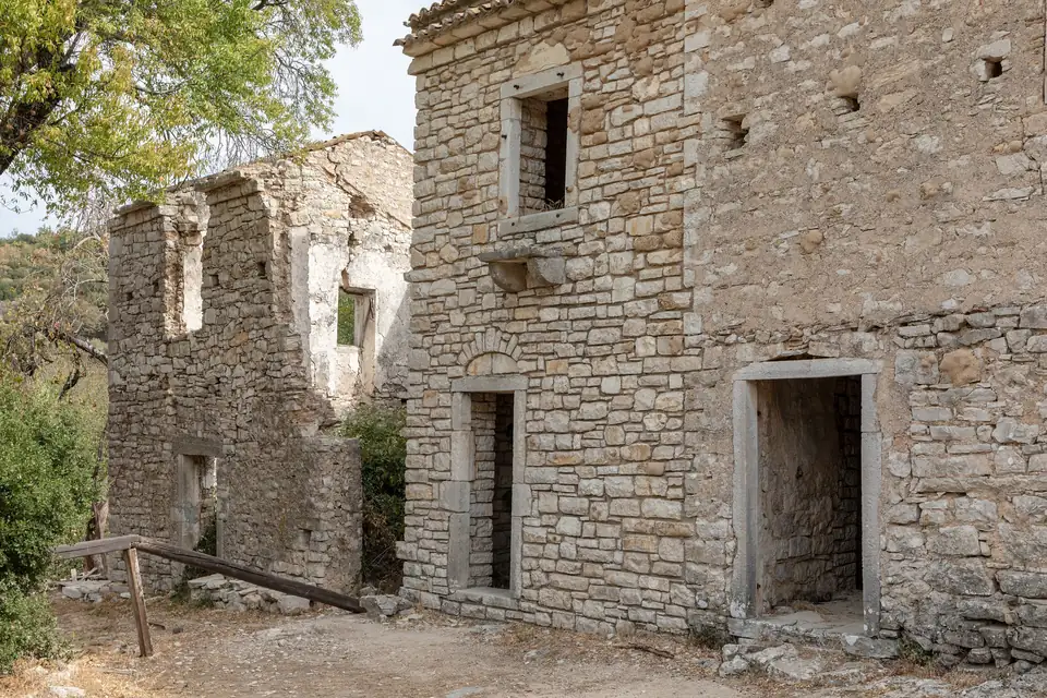 The abandoned medieval village under Pantokrator