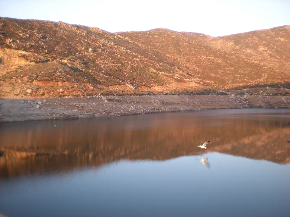 The Faneromeni reservoir, and its waterline
