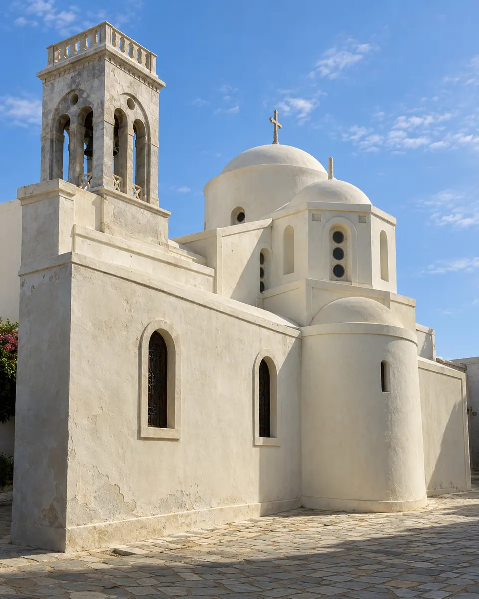 The Catholic cathedral in the Kastro at the top of Chora