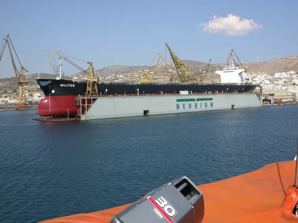 A ship in the dock at Ermoupoli