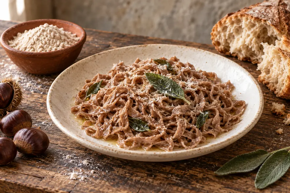 Chestnut-flour tagliatelle