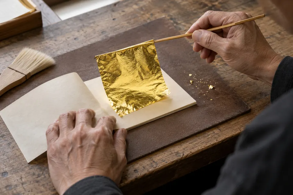 A gold-leaf artisan at work