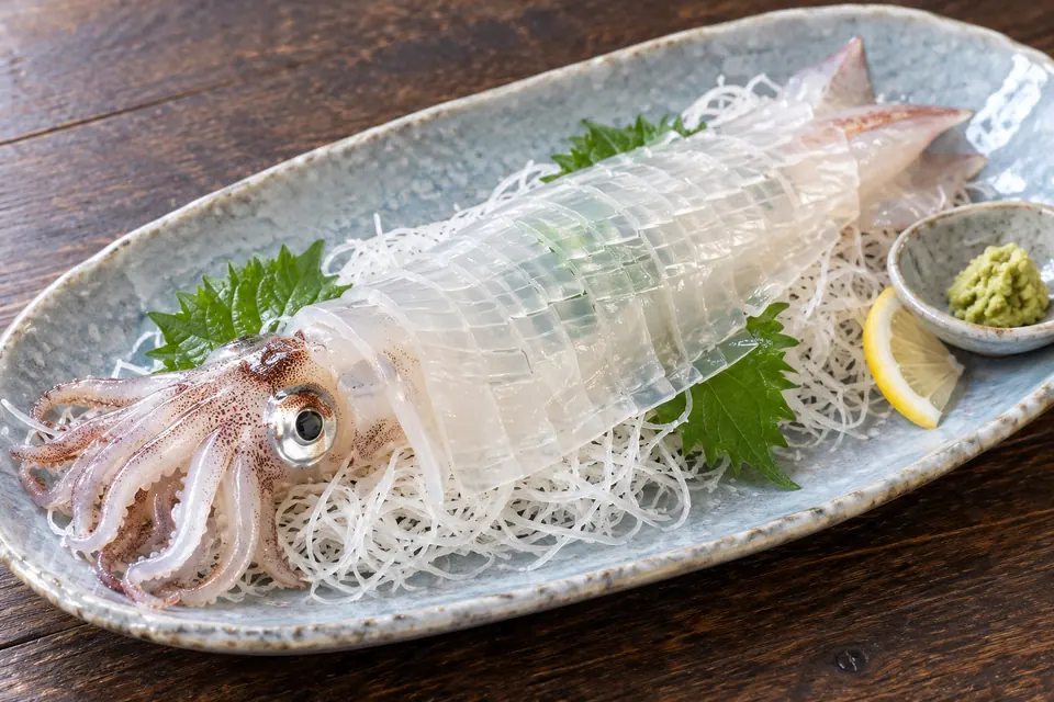 Yobuko live squid sashimi