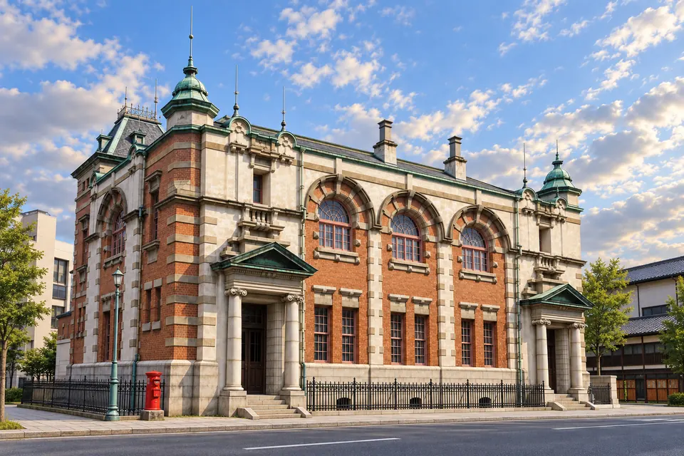 The former Karatsu Bank, red brick in the old center