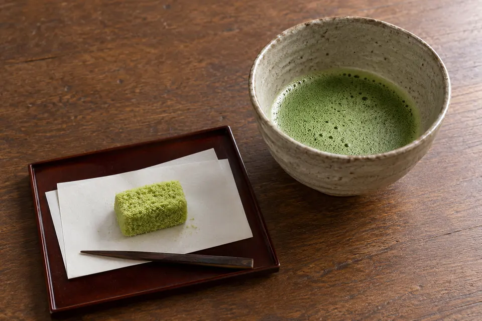 Matcha and a seasonal wagashi sweet