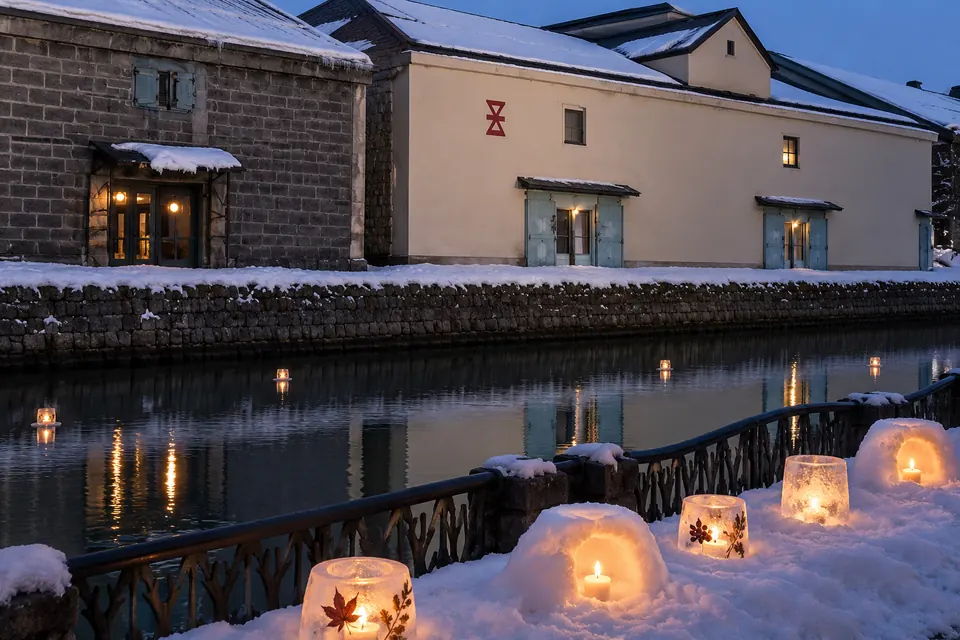 Candles in the snow for the Snow Light Path
