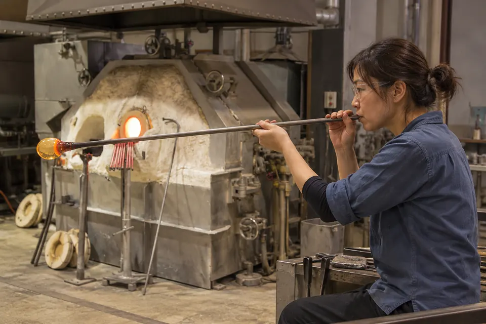 Glass-blowing in a Kitaichi workshop