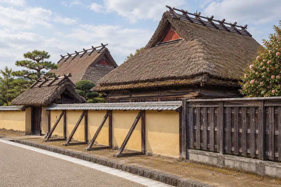 Samurai houses with earthen walls west of the castle