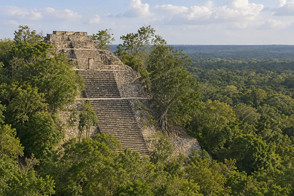 Structure I at Calakmul, above the forest