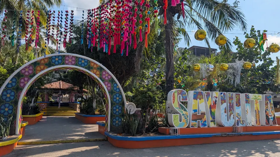 The plaza and its sign