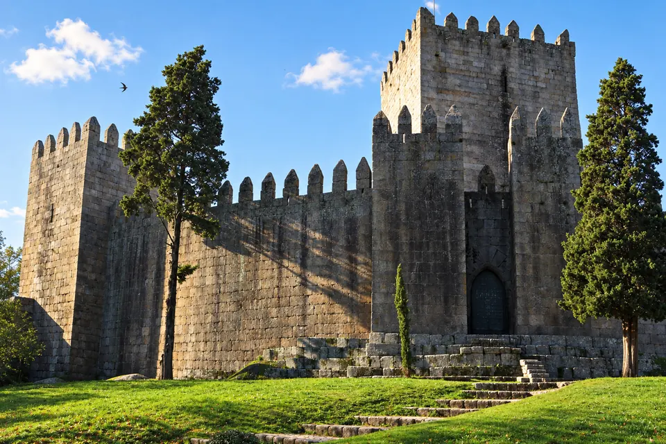 The granite walls and towers of the castle