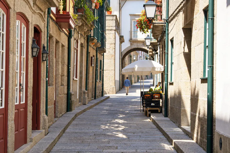 Cobbled lanes and granite arcades of the old town