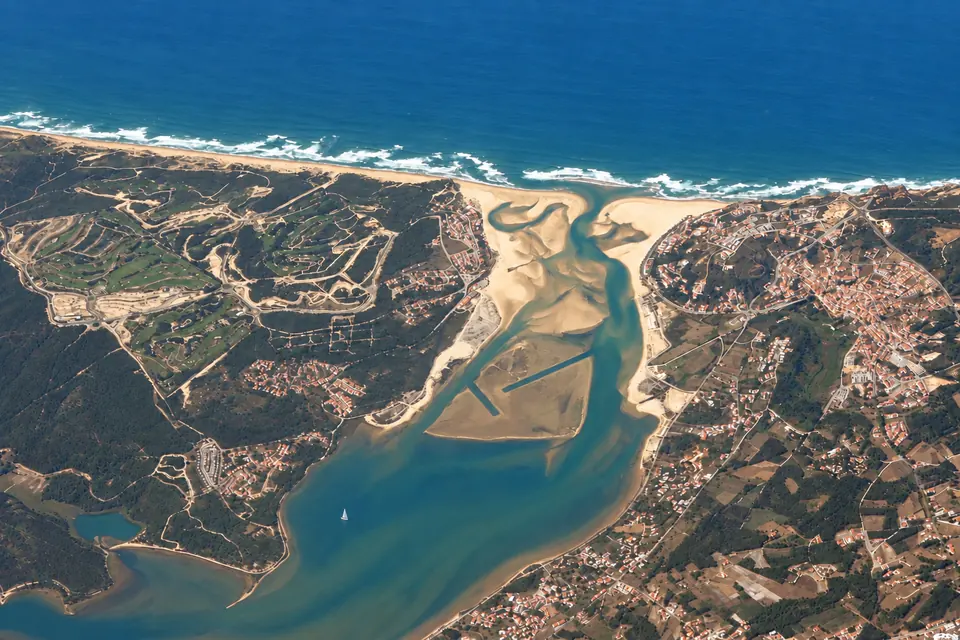 The Lagoa de Óbidos and Foz do Arelho from above
