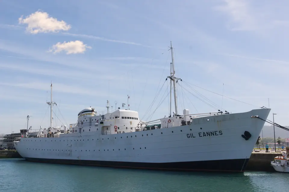 The Gil Eannes moored on the riverfront