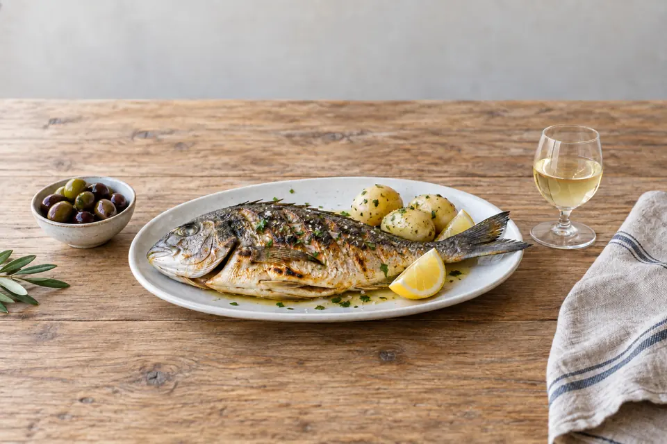 Atlantic seafood and a glass of Alvarinho