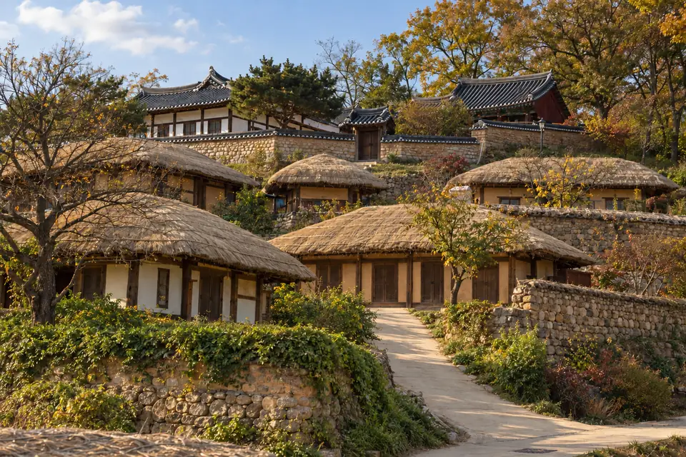 Yangdong village roofs on the hillside