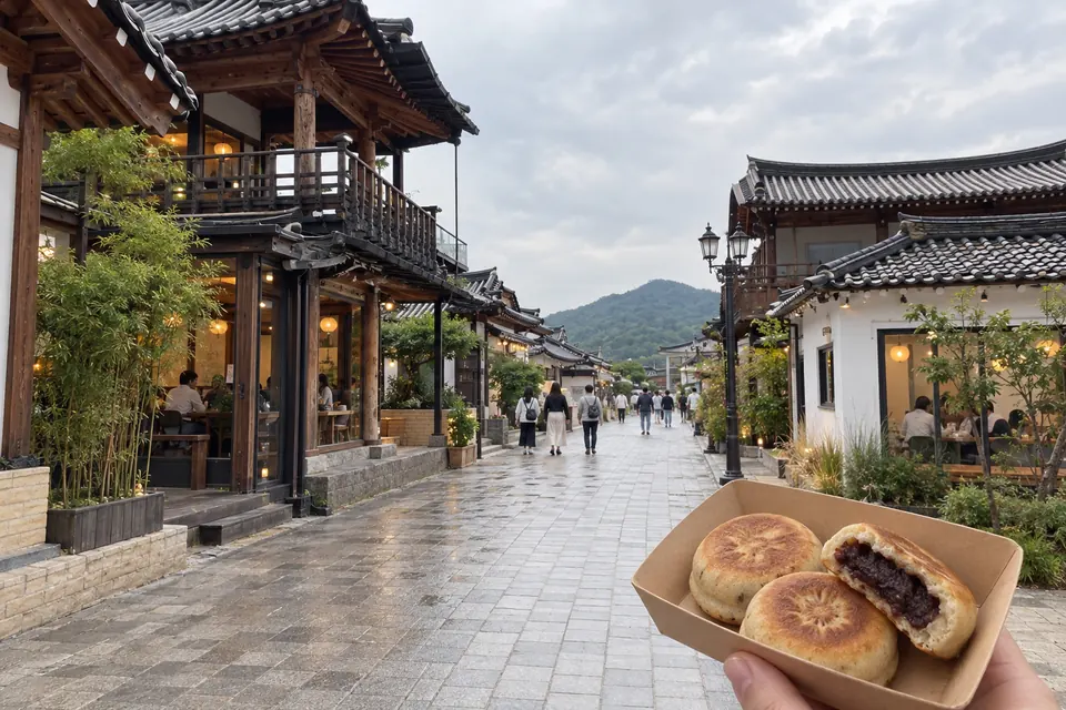 Hwangnidan-gil hanok lanes and Gyeongju bread