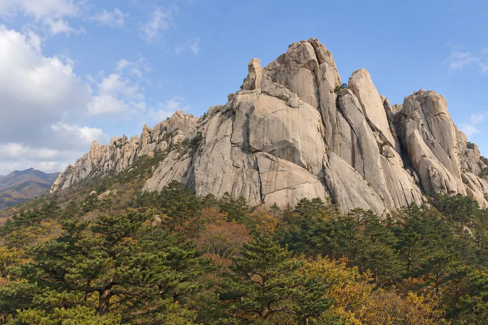Ulsanbawi's granite wall above the forest
