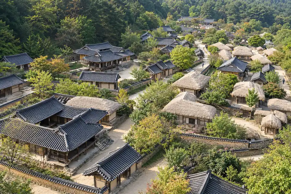 Seonbichon's tiled and thatched houses