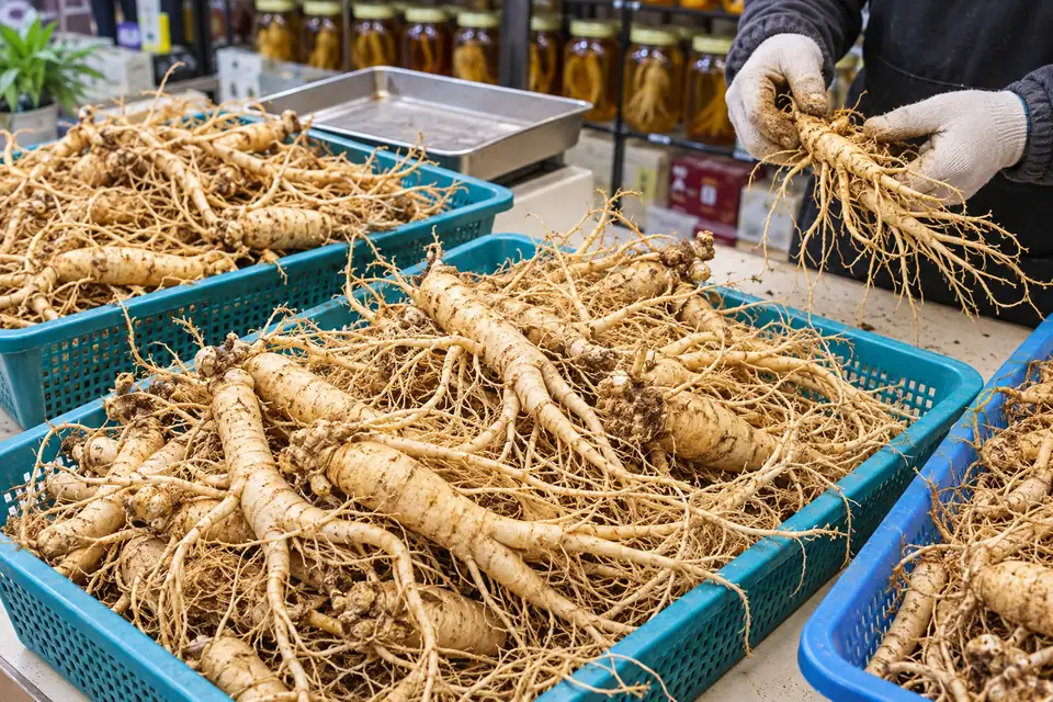 Punggi ginseng at the market