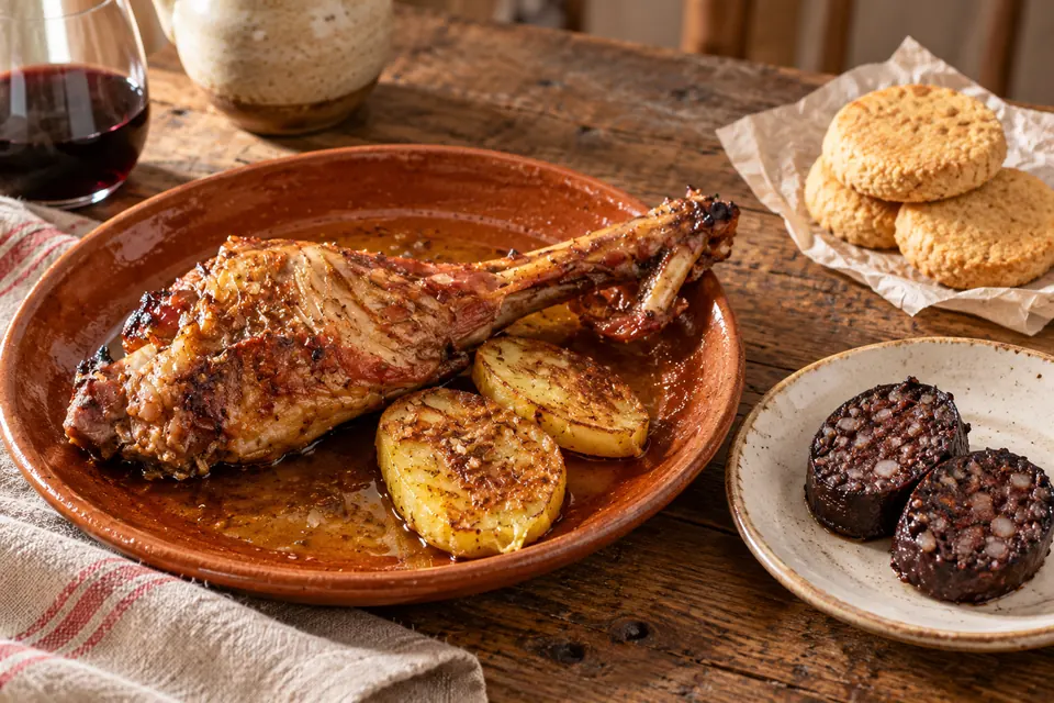 Roast lamb, morcilla and the biscuits