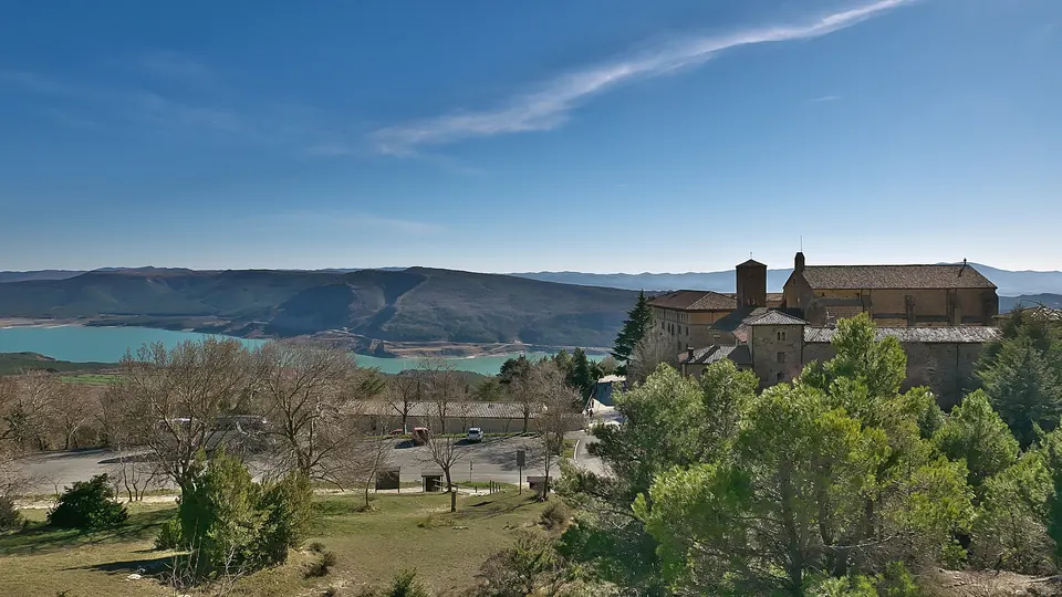 The Monasterio de Leyre above the Yesa reservoir