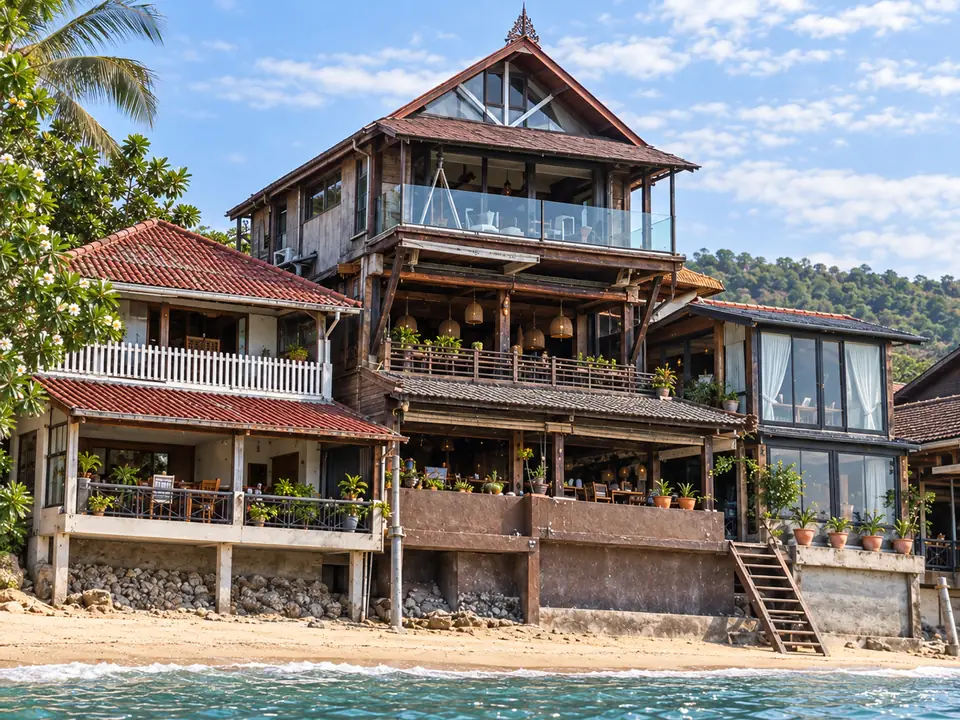 Fisherman's Village, Bophut, wooden shophouses on the waterfront