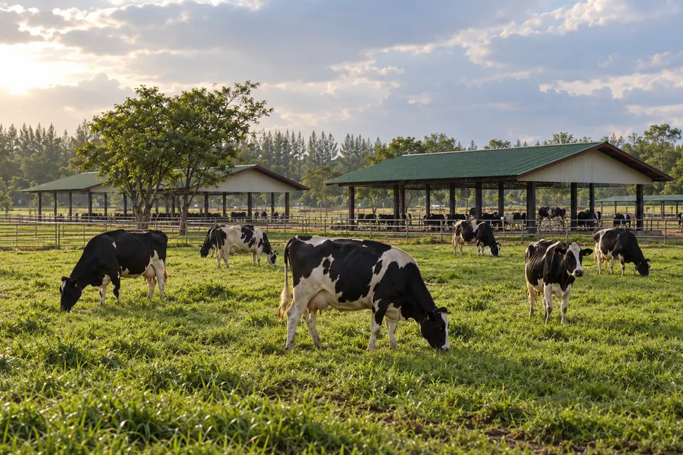 Farm Chokchai, dairy pasture and barns