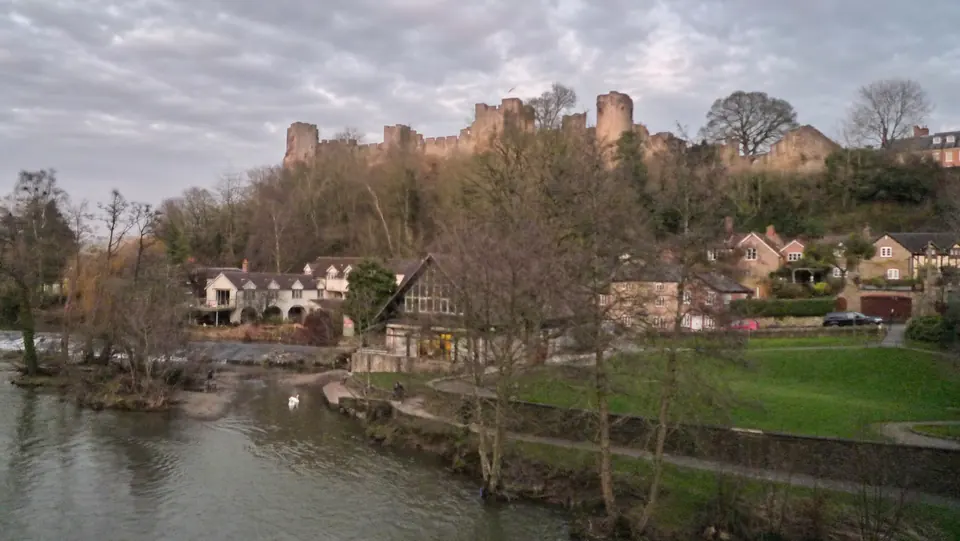 Ludlow Castle above the Teme, seen from Whitcliffe Common